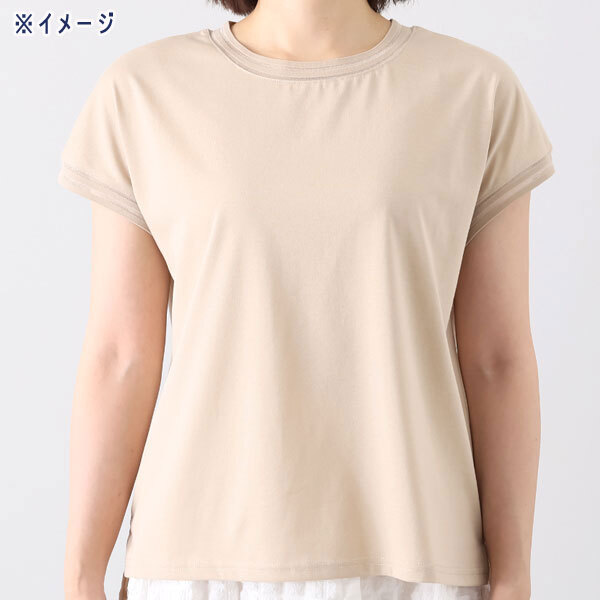 送料185円■tb728■▼ラヴィーコンフォート チュールアクセント 半袖カットソープルオーバー 15號【シンオク】【クリックポスト発送】
