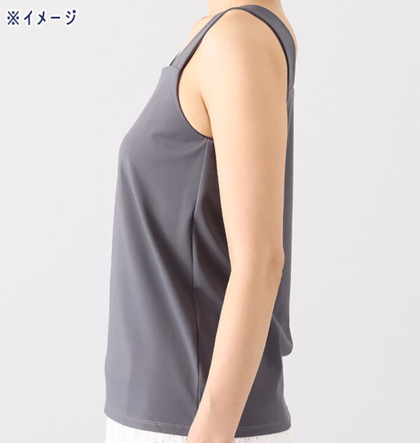 送料185円■tb698■▼ルクオーレ 接觸冷感 スクエアネック タンクトップ L ブラック【シンオク】【クリックポスト発送】