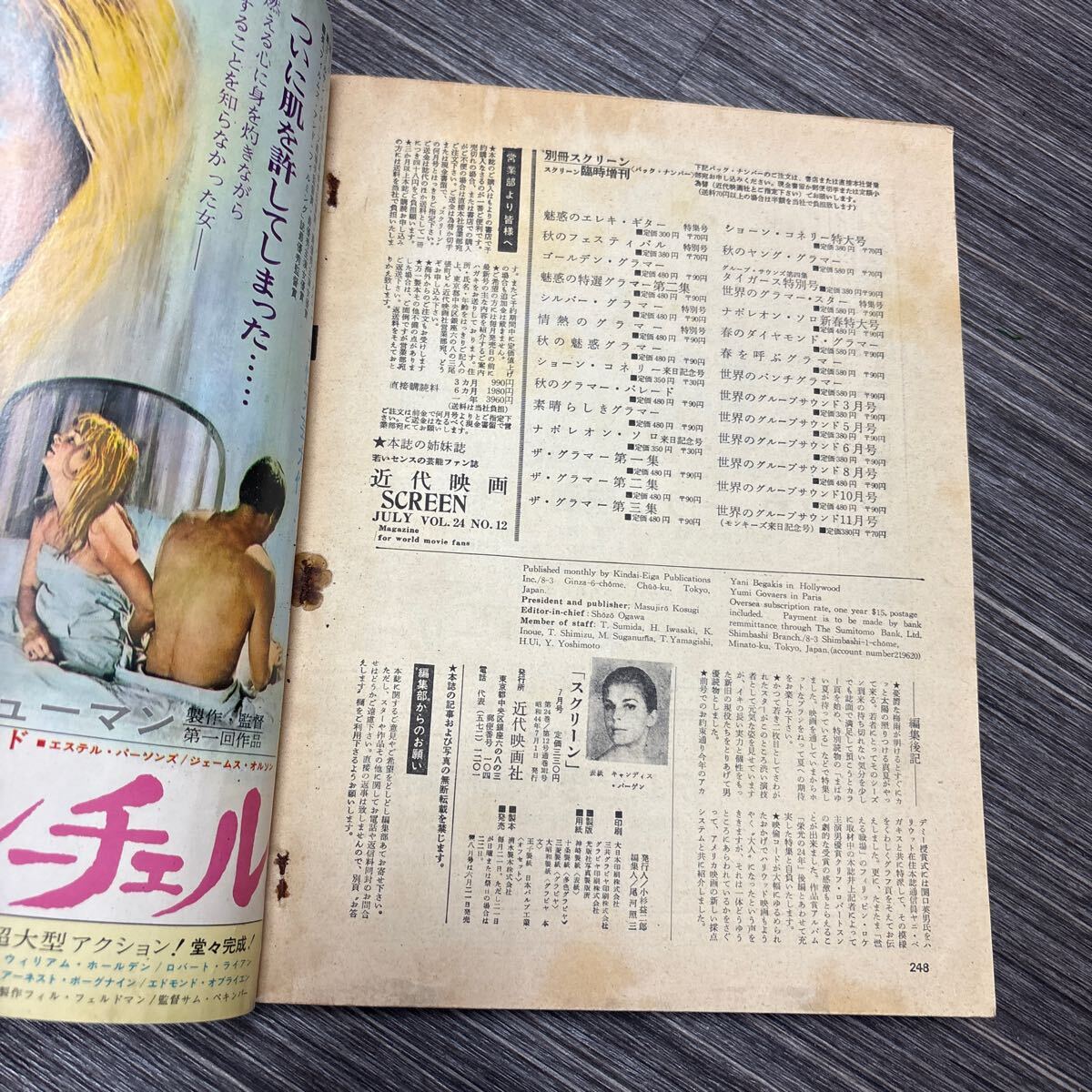 スクリーン SCREEN 1969年 7月號●グラフと読物/アカデミー賞/CANDICE BERGEN/キャンディス?バーゲン/vol.24/近代映畫社/7月 ★3357