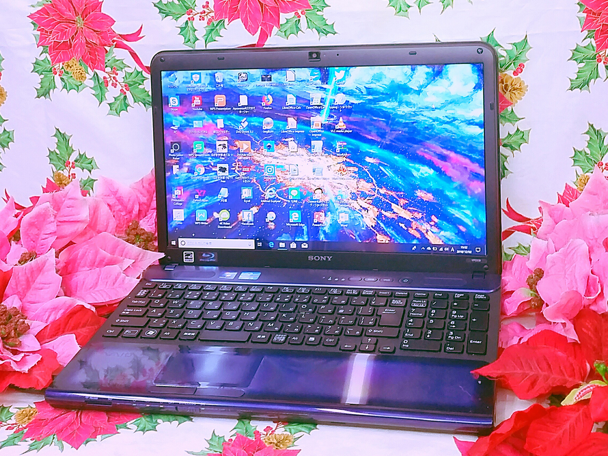 極上品2世代Core-i5/大人気SONY VAIO/ダーク色/ブルーレイ/ソフト多数/テレワーク/爆速SSD256/高速8GB/Win11/DVD焼き/オフィス