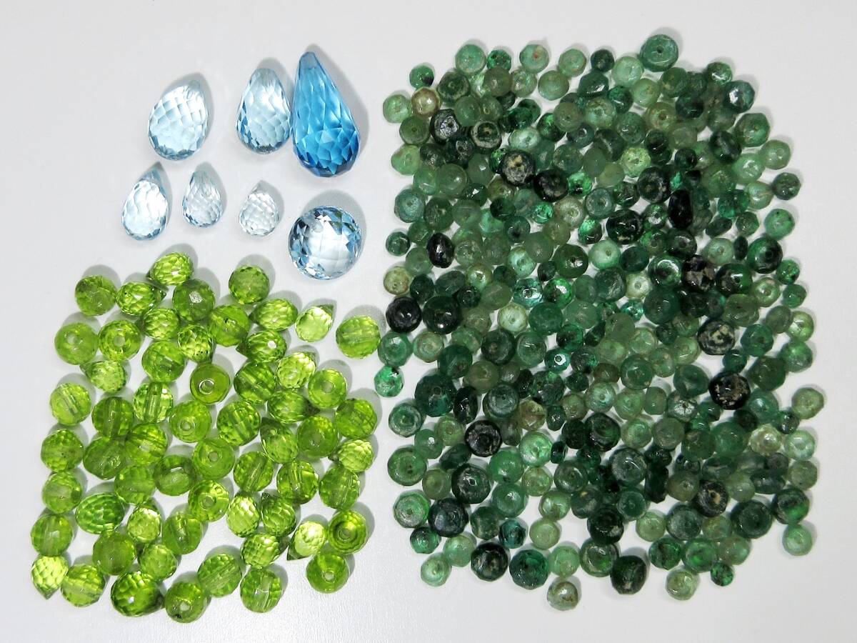 ?上用賀ビイヅ? ルース ビーズ エメラルド ペリドット ブルートパーズ 100ct 20g アクセサリー パーツ 大量 まとめて セット