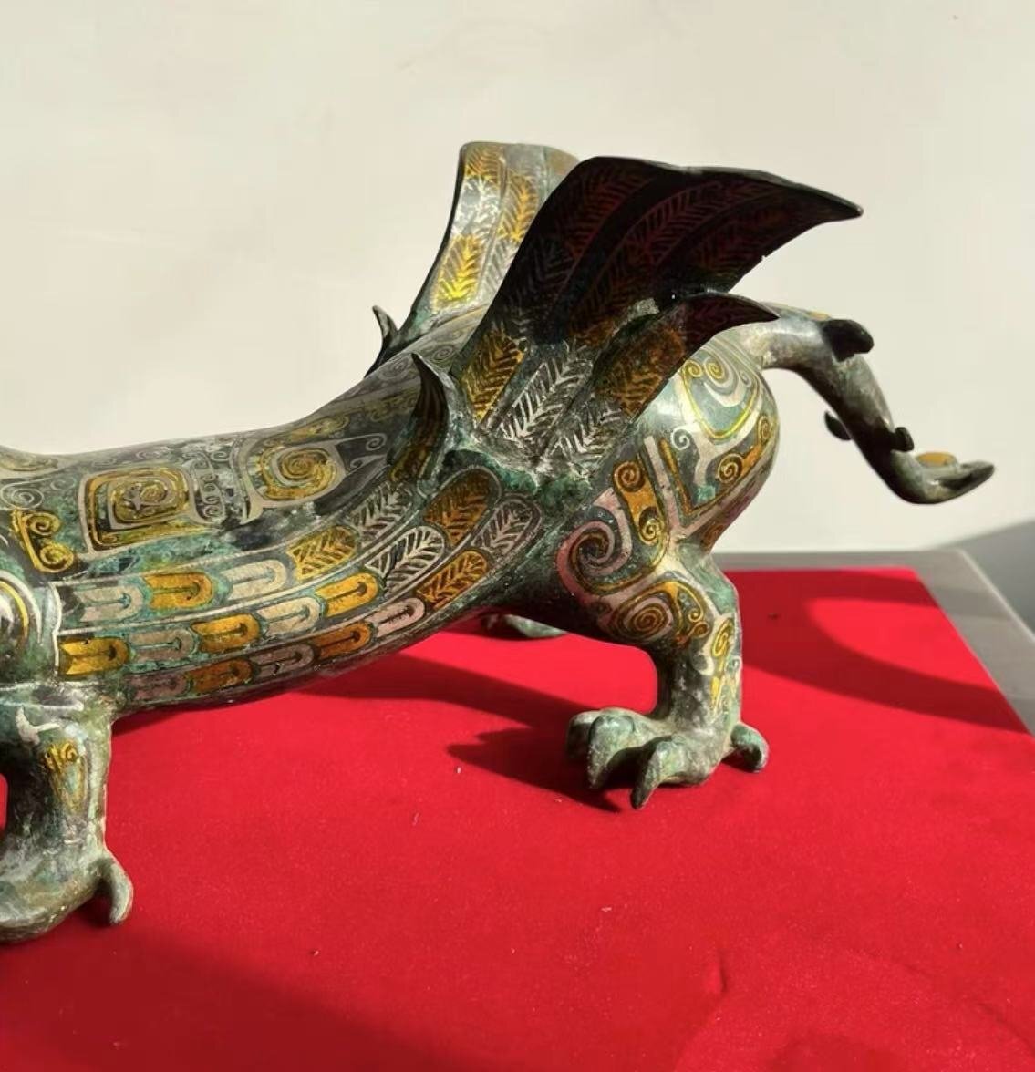 中国 古銅青銅 神獣 麒麟 紙鎮 置物 V 7950 美術品