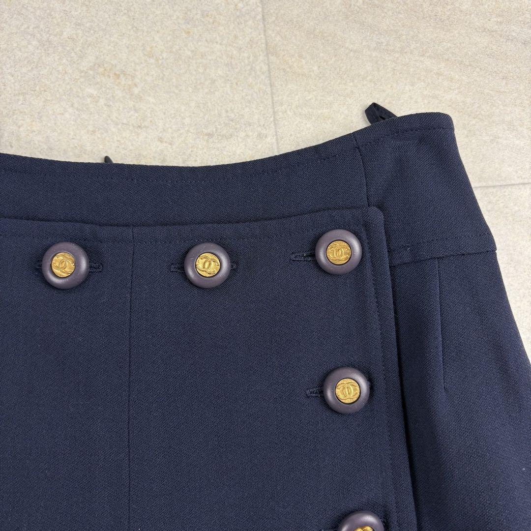 94P 黃金期 美品 CHANEL シャネル スカート ココボタン ccロゴ ナポレオン 大量ボタン vintage ヴィンテージ 