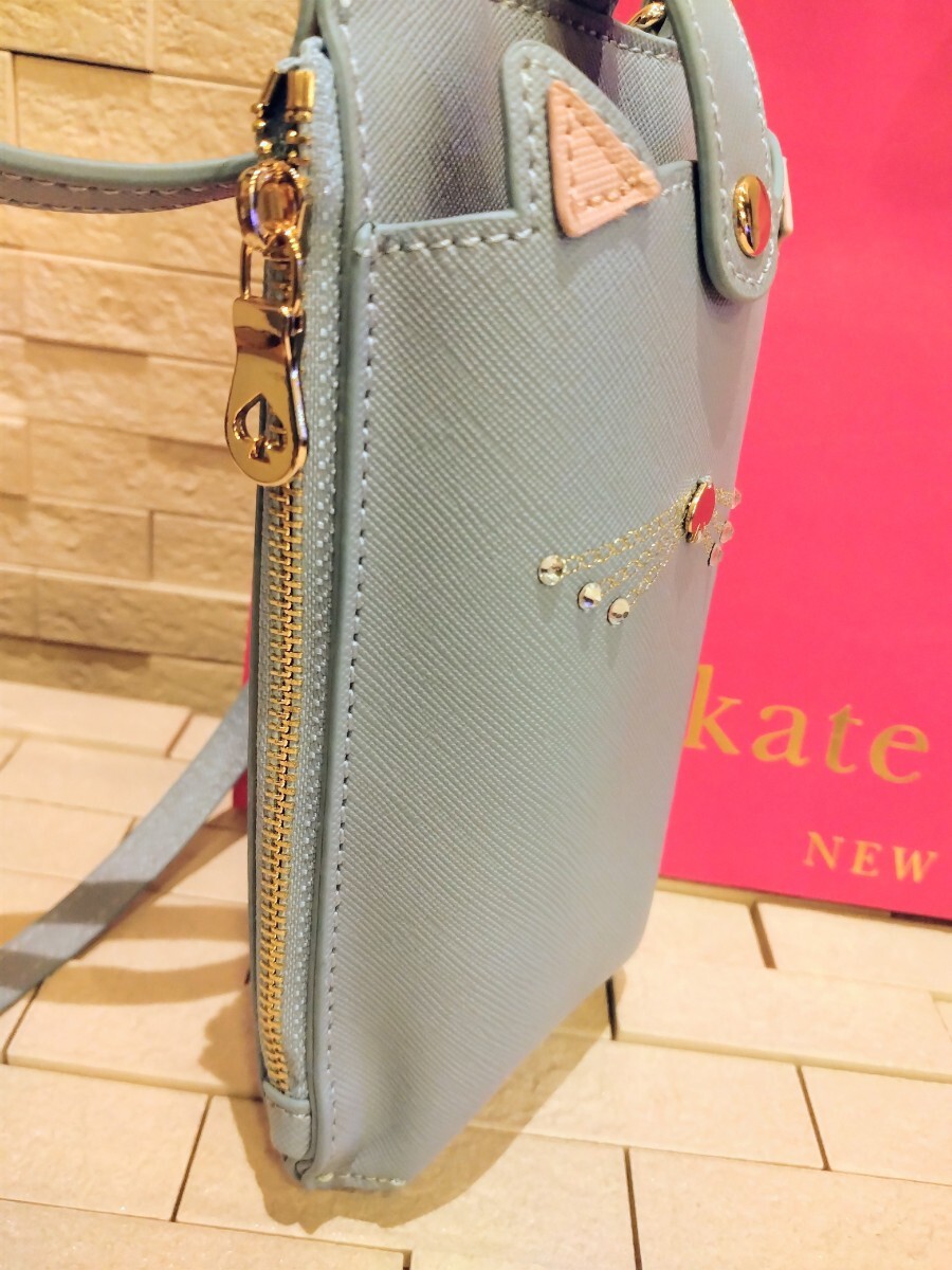 【国内発送】katespade*シースルースマホショルダーバッグ 匿名配送込み 美品 kate spade new york kids キャットミニ