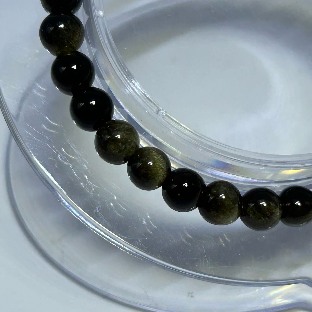 オプシディアン　ブレスレット　約6mm玉 内径約14.5〜15cm_画像2