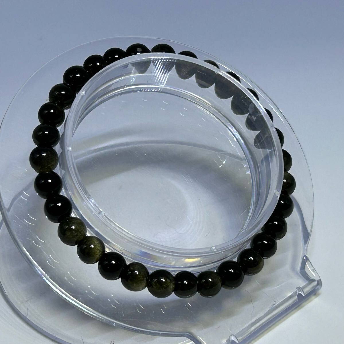 オプシディアン　ブレスレット　約6mm玉 内径約14.5〜15cm_画像4