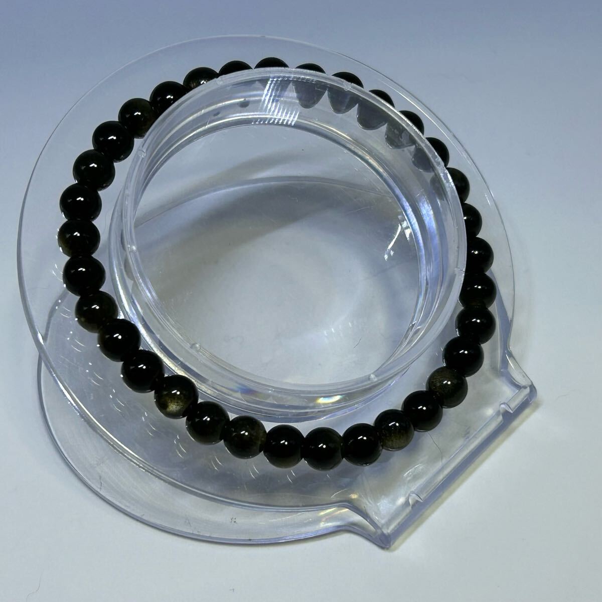 オプシディアン　ブレスレット　約6mm玉 内径約14.5〜15cm_画像5