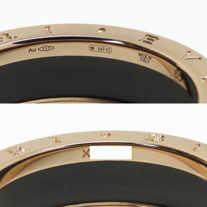 [ BVLGARY ] Be Zero One 2 частота кольцо 357713 750PG черный коврик керамика #65 с гарантией [SA разряд ] прекрасный товар BVLGARI б/у 22r382