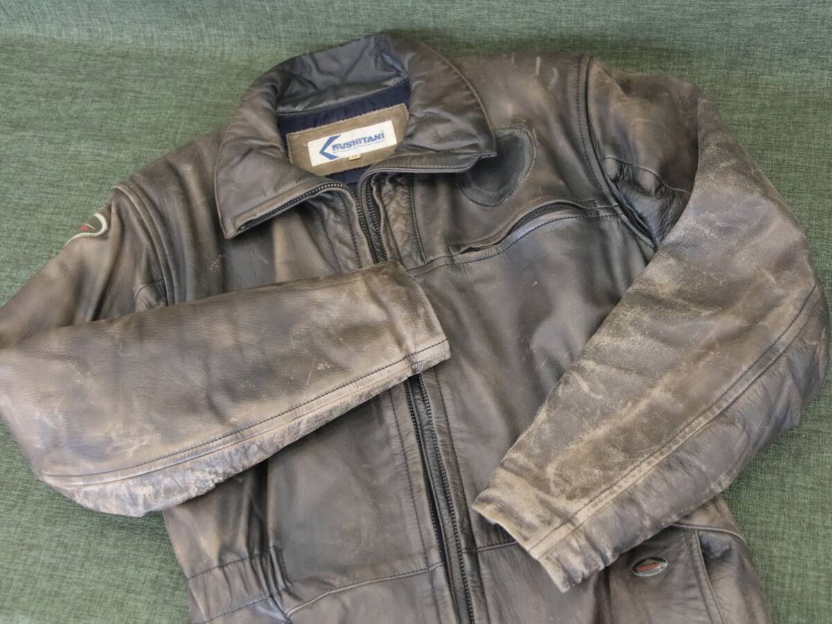あ//Q0248 KUSHITANI クシタニ　レザー　レーシングスーツ　革つなぎ　ツナギ　ライダースーツ　本革　Mサイズ　ブラウン系