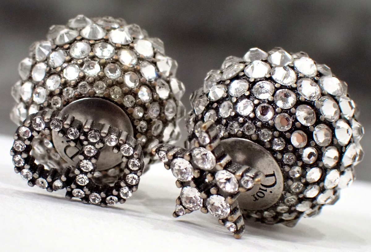 Christian Dior ピアス トライバル パール ストーン シルバー