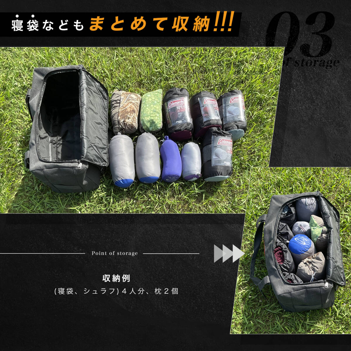 ツールバッグ 大容量 75L 帆布 キャンプ ギアケース 薪バッグ 収納ボックス コンテナ 防災(zāi) カーキ 新品