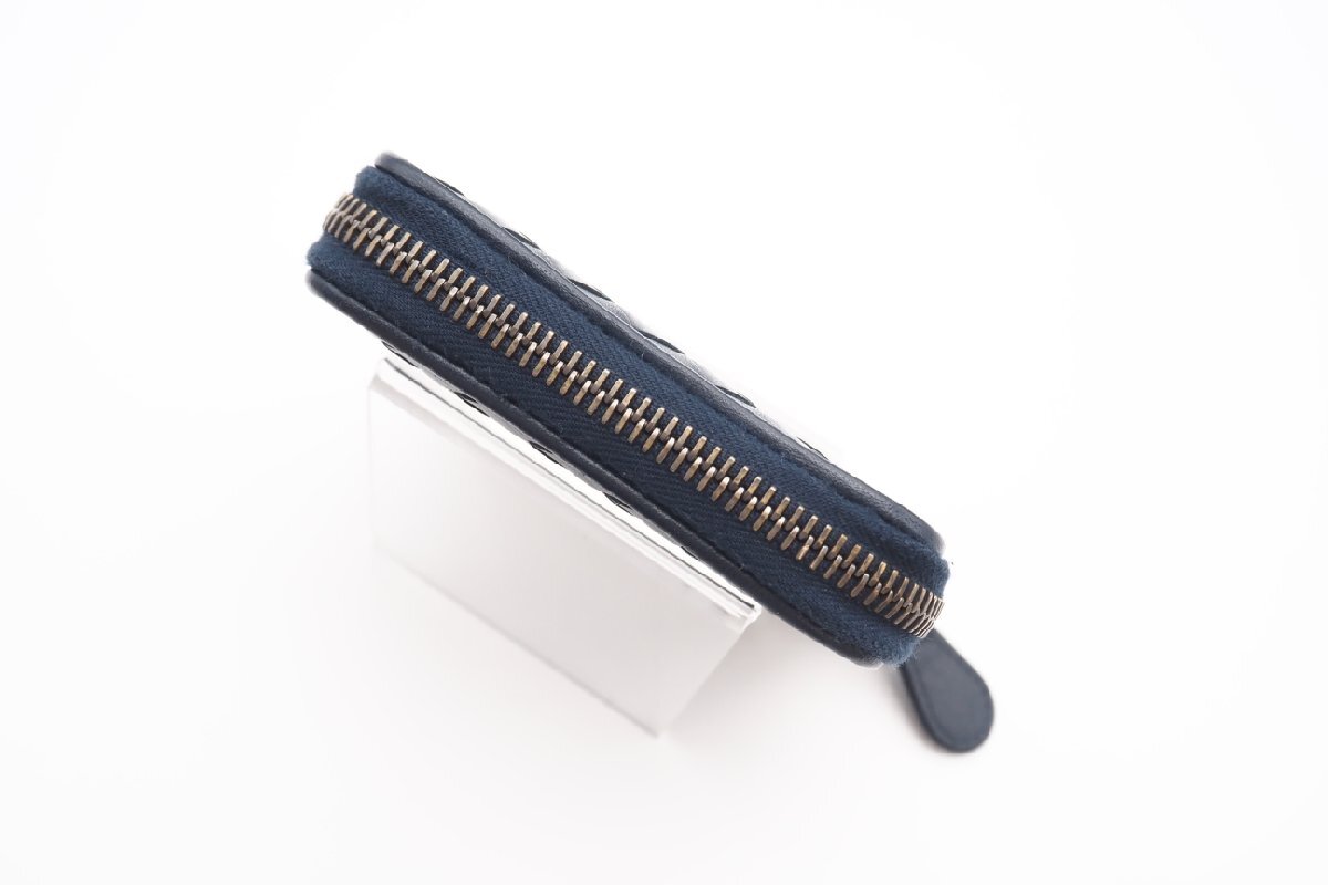 ☆安心の３大保証☆ ABランク ?BOTTEGA VENETA ボッテガ ヴェネタ/ラウンドファスナー財(cái)布? 464904 イントレチャート ネイビー 送料無料