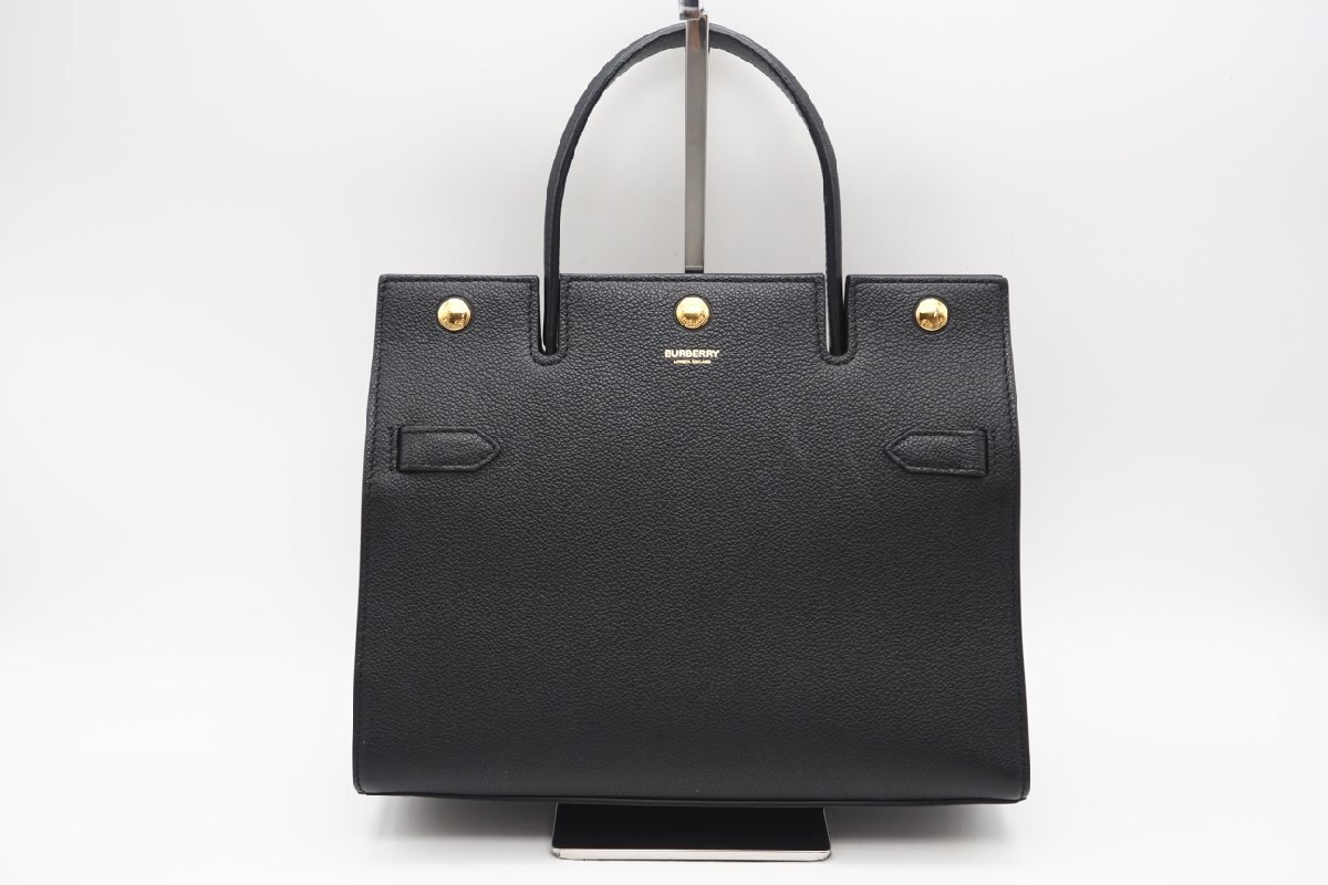 ☆安心の３大保証☆ ABランク ?BURBERRY バーバリー/ハンドバッグ? 8024692 BURBERRY LONDON レザー ブラック ゴールド 黒 美品 送料無(wú)料