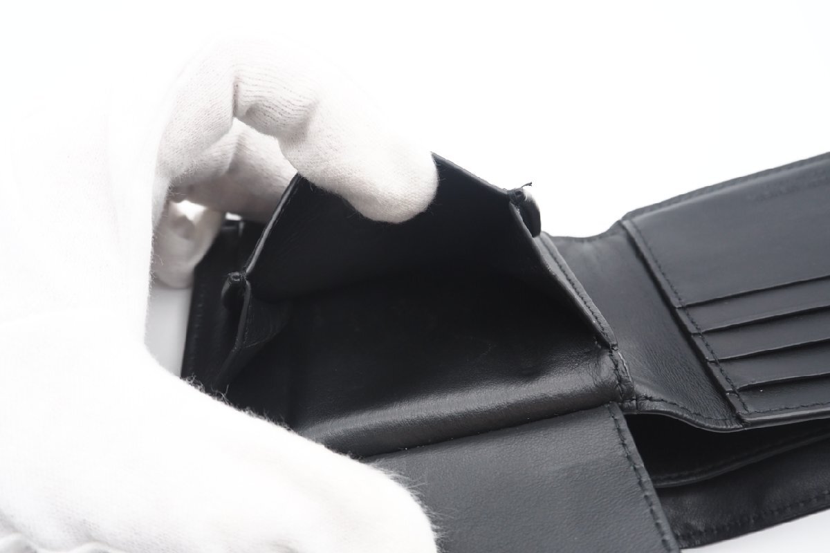 ☆安心の３大保証☆ Bランク ?BOTTEGA VENETA ボッテガ ヴェネタ/二つ折り財(cái)布? 740273 イントレチャート コインパース付き 黒 送料無(wú)料