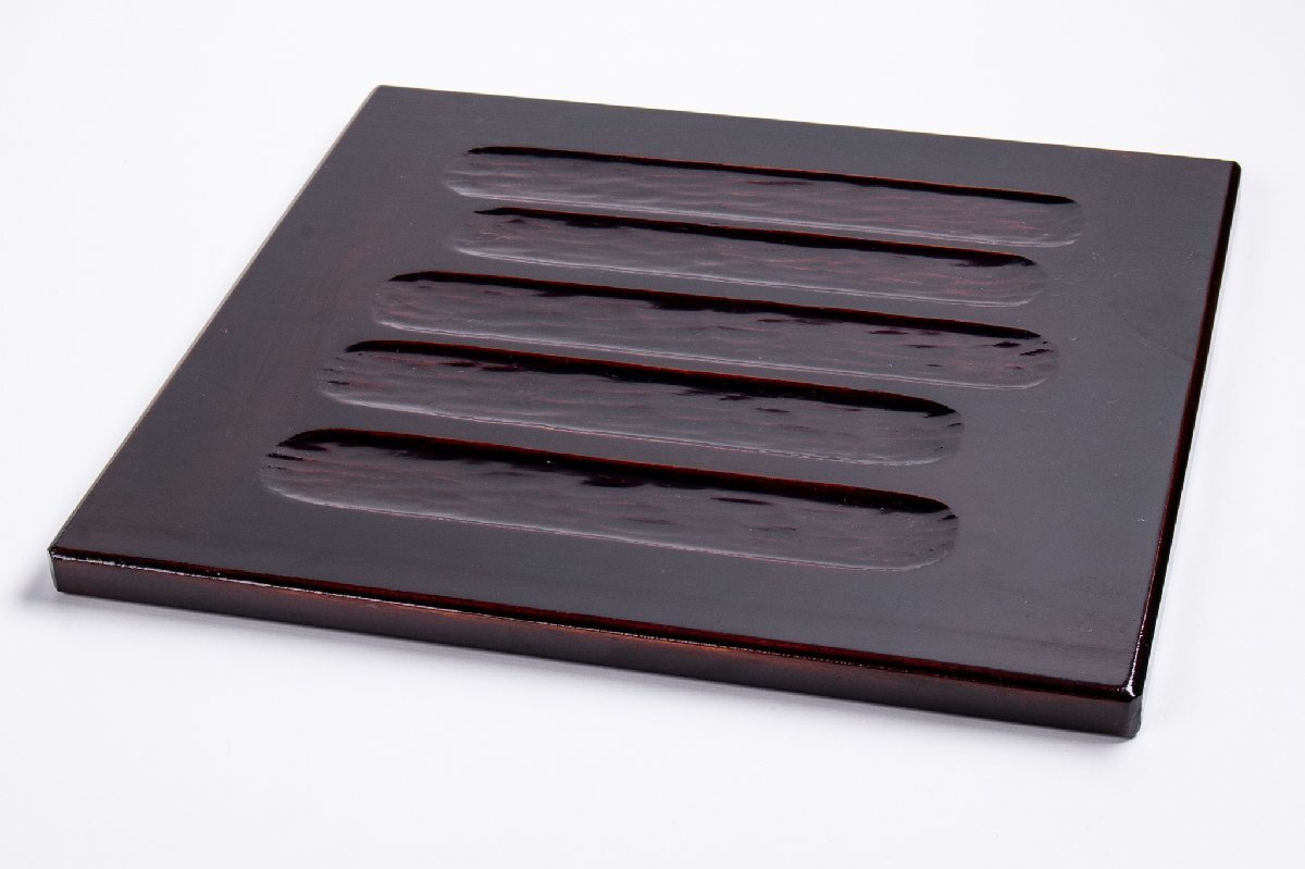 茶道具☆漆専堂 溜漆 鉋目板 共箱 長期保管品