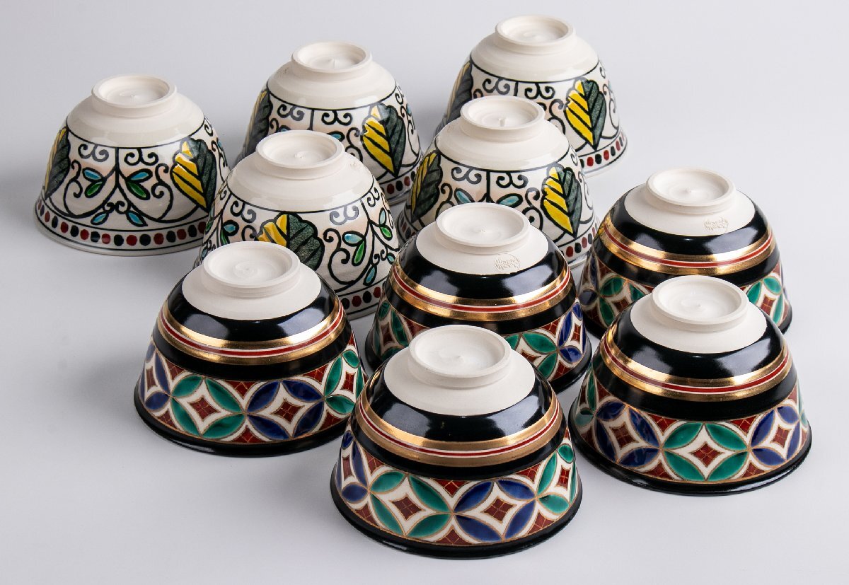 茶道具】 田中香泉 数茶碗 2種 10客 共箱 E1515 古美術 骨董