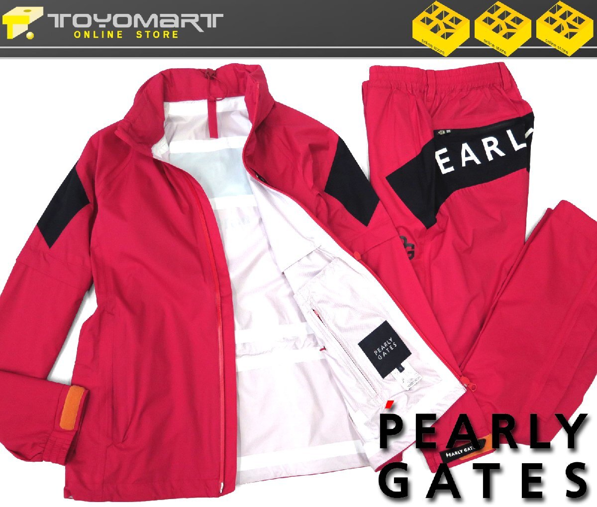 G324● PEARLY GATES パーリーゲイツ ●新品 【DIY ストレッチ】 リップストップ レイン ジャケット＆パンツ　ピンク/S　定価61600円