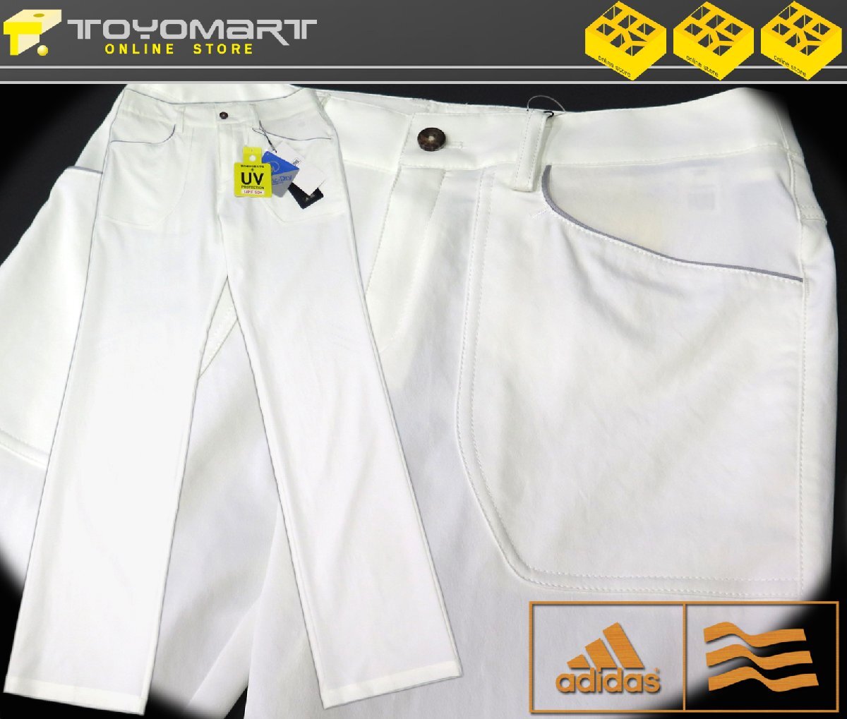 AD102●アディダスゴルフ adidas Golf （レディース）●N60154　新品　Static-Dry ストレッチ ロングパンツ　ホワイト/M　定価9900円