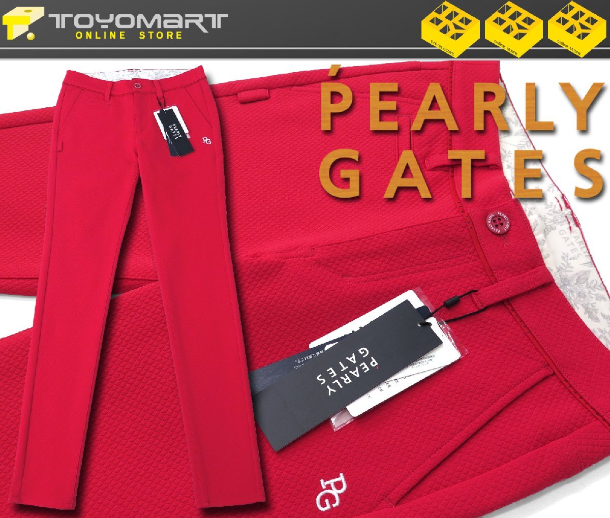 G024● PEARLY GATES パーリーゲイツ ●新品 【TEXBRID】 ダイヤドビー ストレッチ レディース ロングパンツ　レッド/S　定価27500円