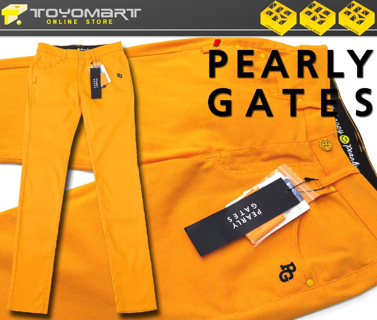G058● PEARLY GATES パーリーゲイツ ●新品 【 接觸冷感 プラスクール 】 バンダナ付　ストレッチ ロングパンツ　オレンジ/M　定価27500円
