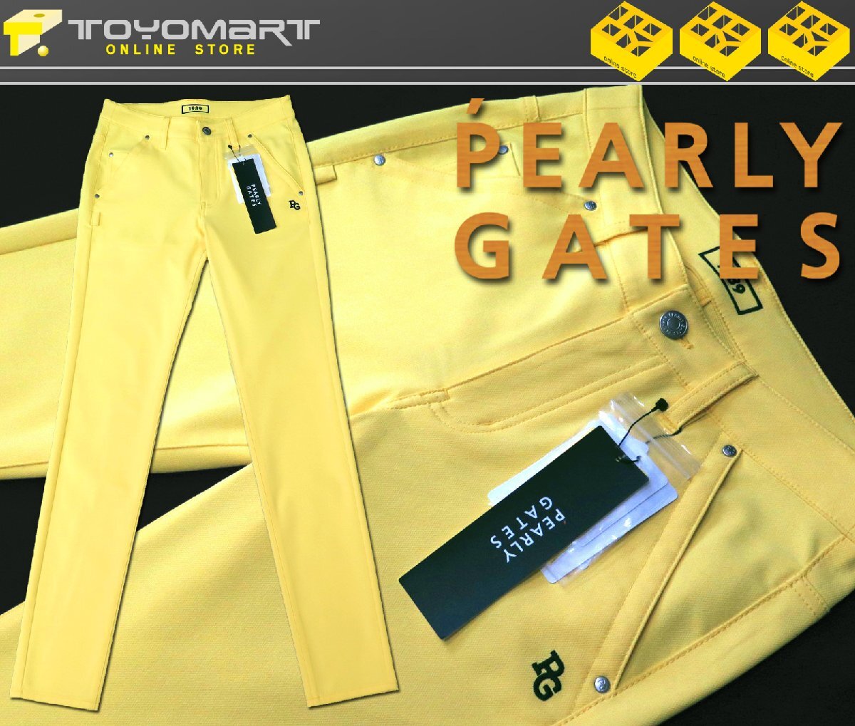G207● PEARLY GATES パーリーゲイツ ●新品 【CLEAN POCKETS】 ドビーストレッチ　レディース ロングパンツ　イエロー/S　定価24200円