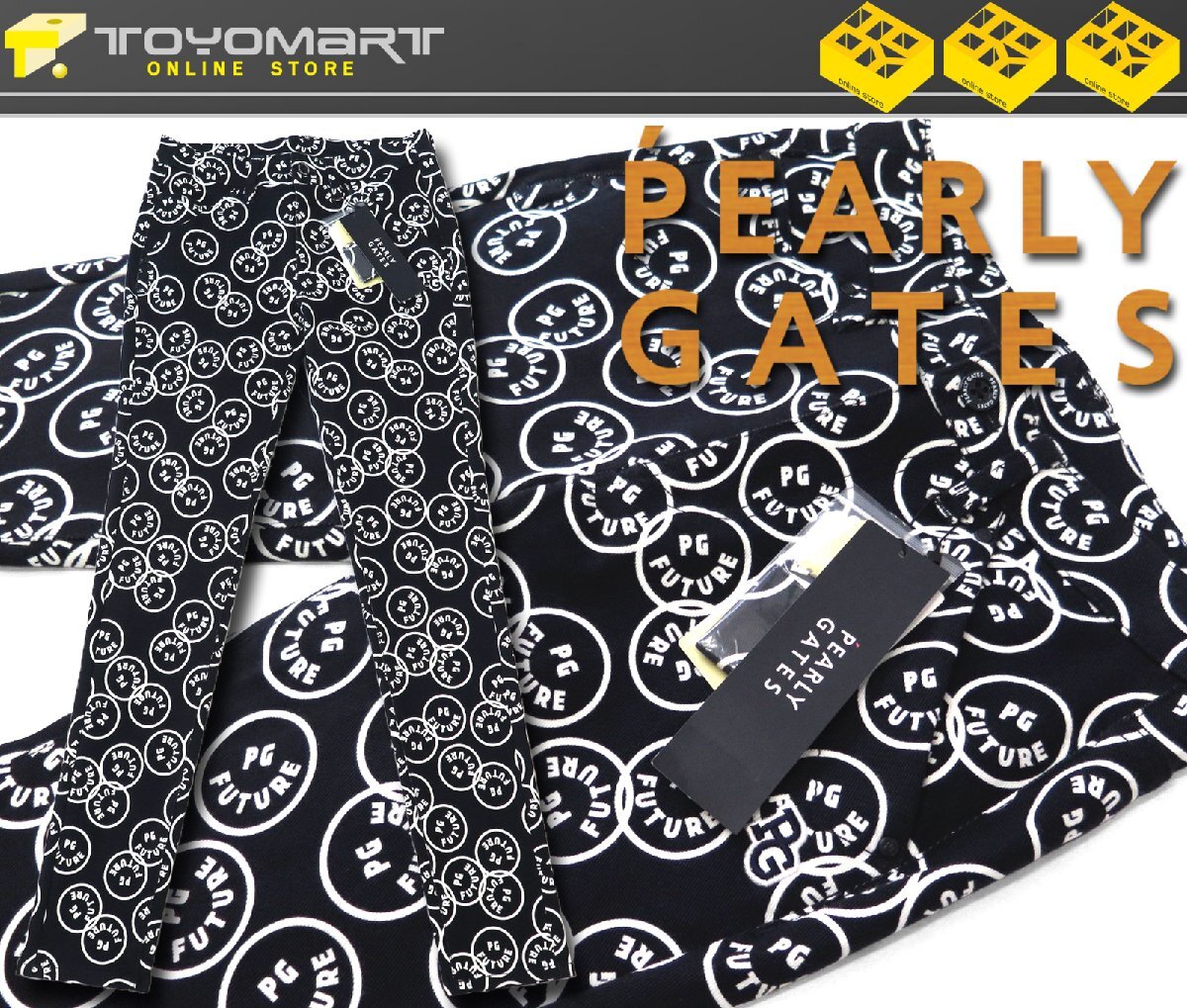 G045● PEARLY GATES パーリーゲイツ ●新品 【 FUTURE NICO柄 】 パワフルコットン ストレッチ ロングパンツ　ブラック/S　定価29700円