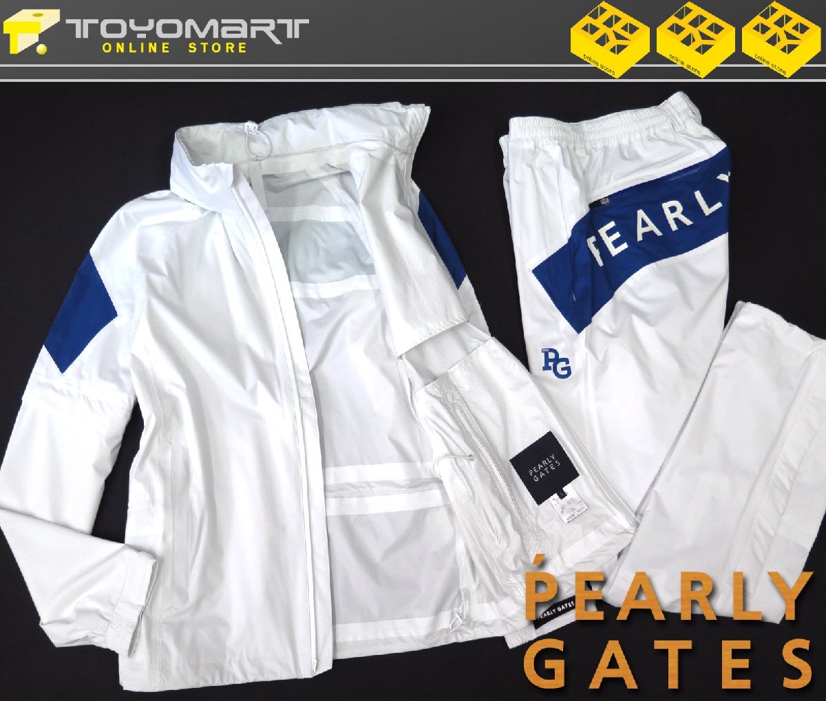 G330● PEARLY GATES パーリーゲイツ ●新品 【DIY ストレッチ】 リップストップ レイン ジャケット＆パンツ　ホワイト/L　定価61600円