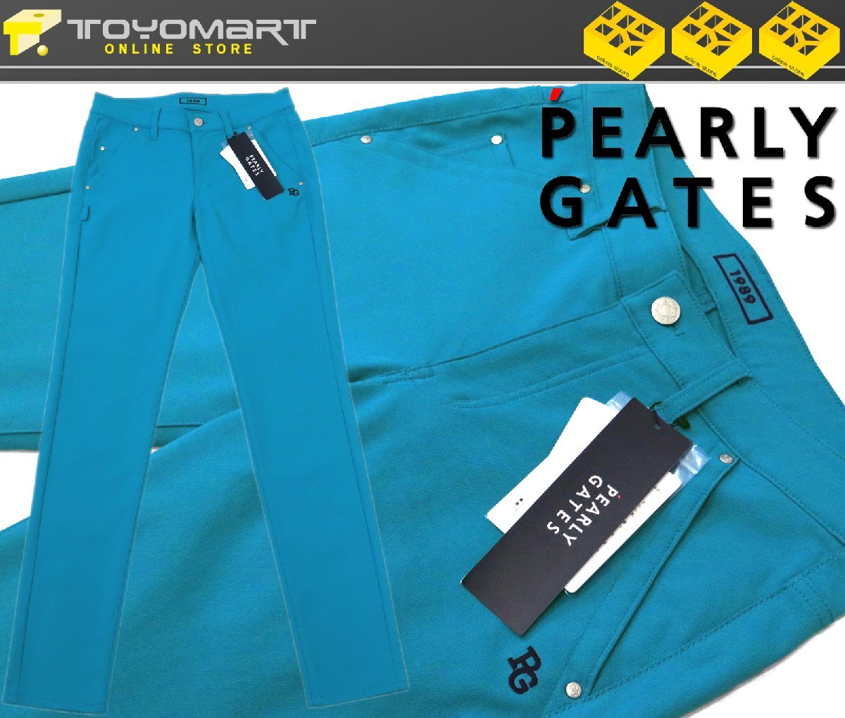 G385● PEARLY GATES パーリーゲイツ ●新品 【CLEAN POCKETS】 ドビーストレッチ　レディース ロングパンツ　ターコイズ/SS　定価24200円