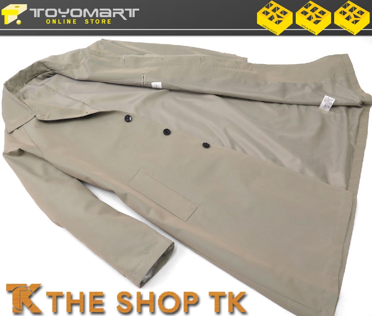 6044*THE SHOP TK Takeo Kikuchi * новый товар [CLUEL presents] большой размер автомобиль n пятно - пальто с отложным воротником песочный бежевый /L