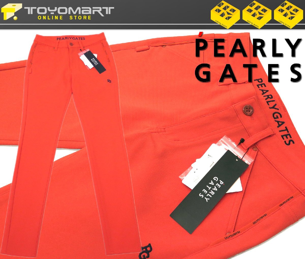 G382● PEARLY GATES パーリーゲイツ ●新品 【5ポケット】 TEXBRID ダンボール レディースパンツ　オレンジ/S　定価27500円