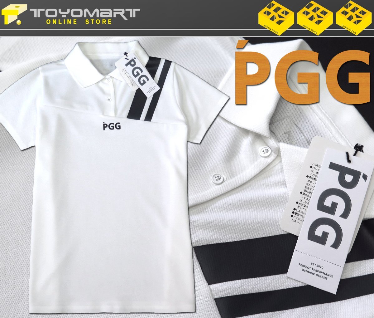 G592● PGG ピージージ (パーリーゲイツ) ●新品　鹿の子　ストレッチ レディース ポロシャツ　ホワイト/S　定価16500円