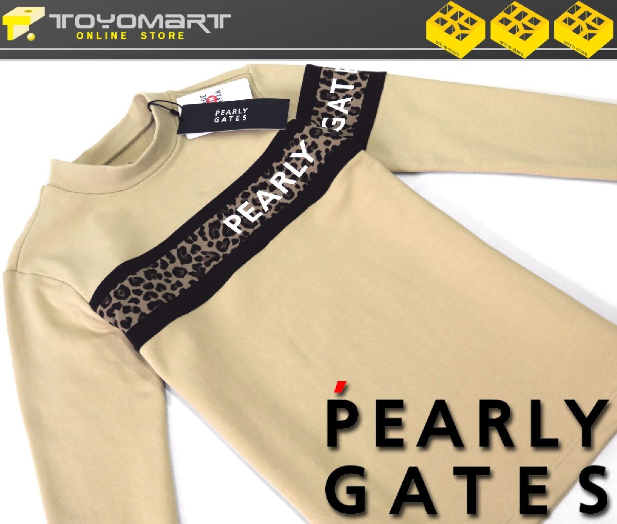 G283● PEARLY GATES パーリーゲイツ ●新品　コットンストレッチ 里毛モックネック カットソープルオーバー　ベージュ/L　定価20900円