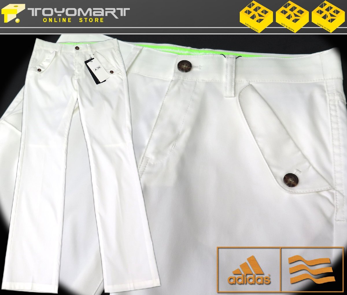 AD91●アディダスゴルフ adidas Golf （レディース）●N60006　新品　ストレッチ ロングパンツ　ホワイト/M　定価9900円　展示品