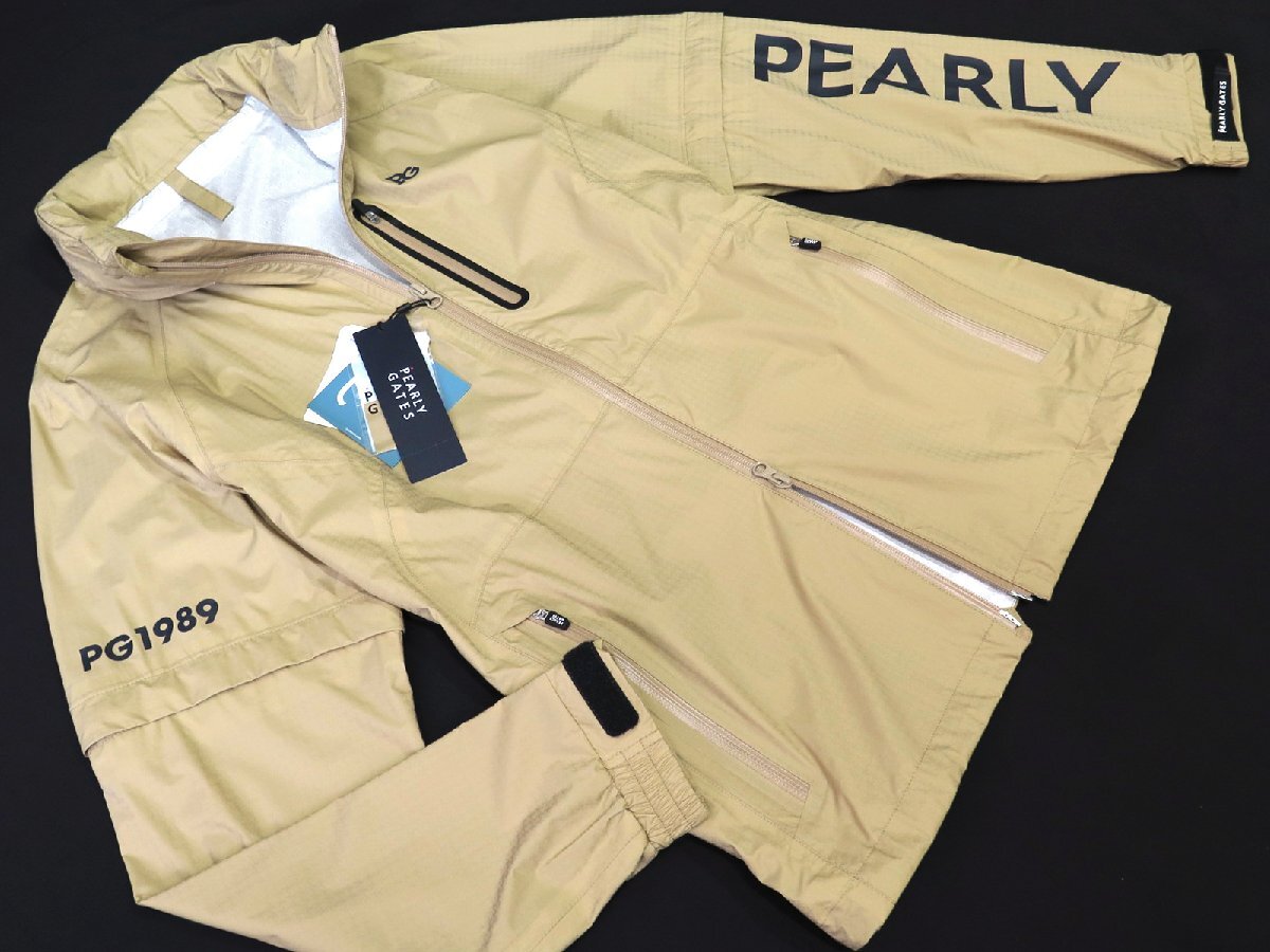 G755● PEARLY GATES パーリーゲイツ ●新品 【 CRAFTEVO 】 ストレッチ　メンズ レイン ジャケット＆パンツ　ベージュ/L　定価68200円