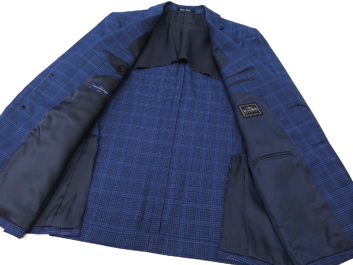 7002●Savile Row サビルロウ●新品 【エルメネジルド?ゼニア】 チェック柄 シルク混 プレミアムスタンダードジャケット　ネイビー/BE3