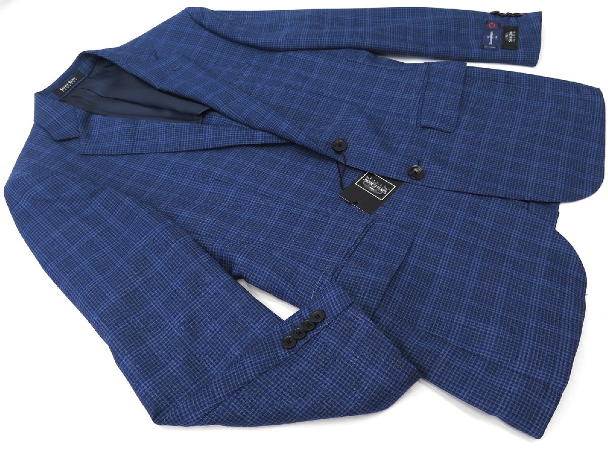 7002●Savile Row サビルロウ●新品 【エルメネジルド?ゼニア】 チェック柄 シルク混 プレミアムスタンダードジャケット　ネイビー/BE3