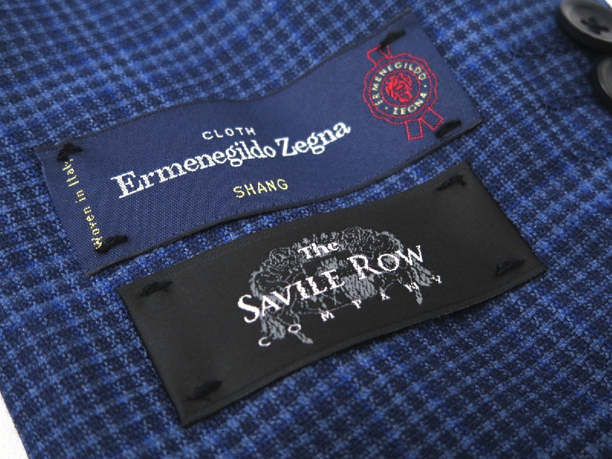 7002●Savile Row サビルロウ●新品 【エルメネジルド?ゼニア】 チェック柄 シルク混 プレミアムスタンダードジャケット　ネイビー/BE3