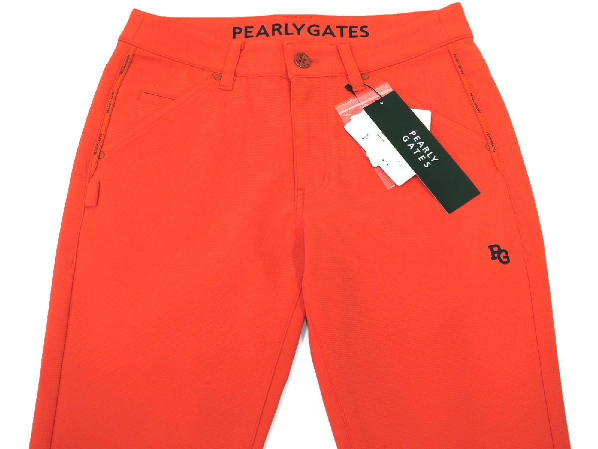 G382● PEARLY GATES パーリーゲイツ ●新品 【5ポケット】 TEXBRID ダンボール レディースパンツ　オレンジ/S　定価27500円