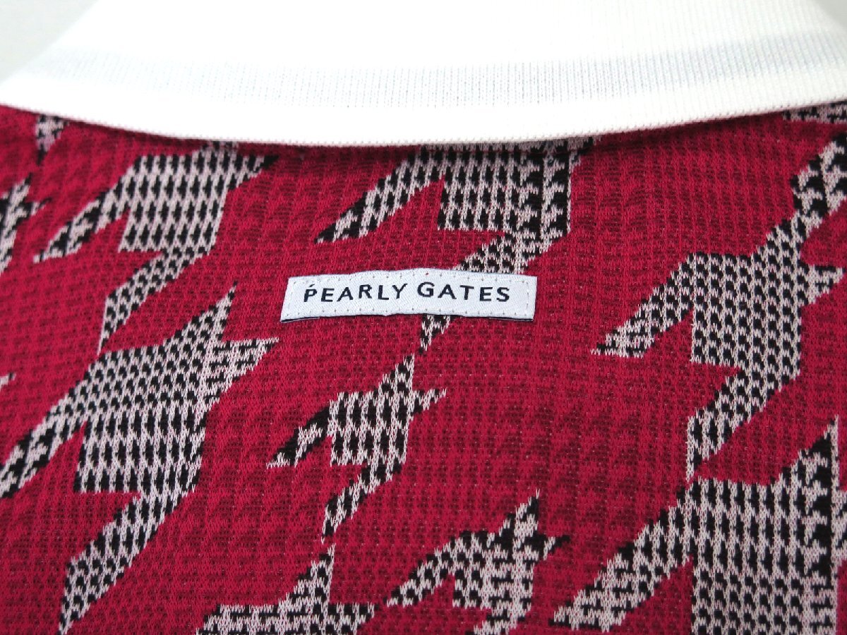 G297● PEARLY GATES パーリーゲイツ ●新品　日本制　グレンチェック千鳥ジャガード 半袖ポロシャツ　ピンク/S　定価22000円