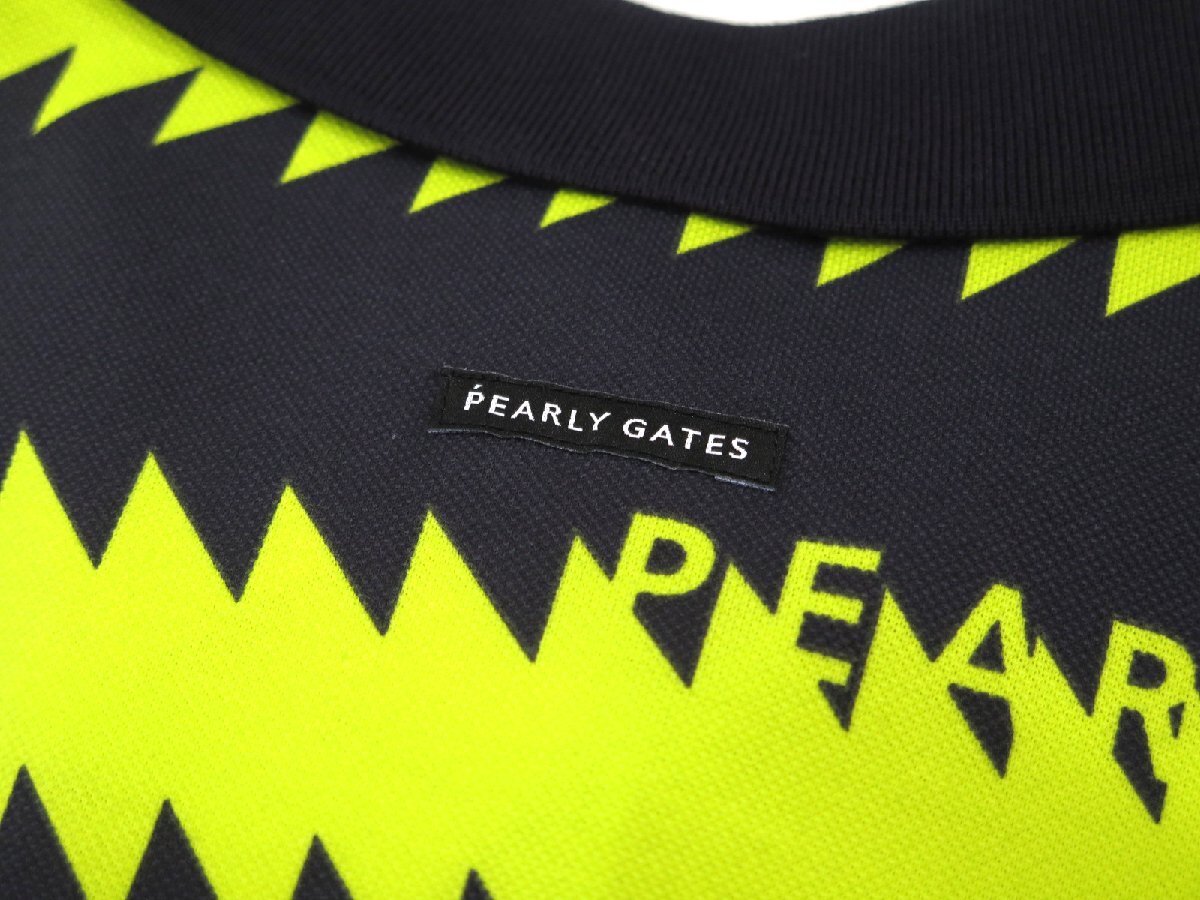 G275● PEARLY GATES パーリーゲイツ ●新品　日本制 【 ギザギザボーダー柄 】 レディース　カノコ 半袖ポロシャツ　濃紺/L　定価20900円