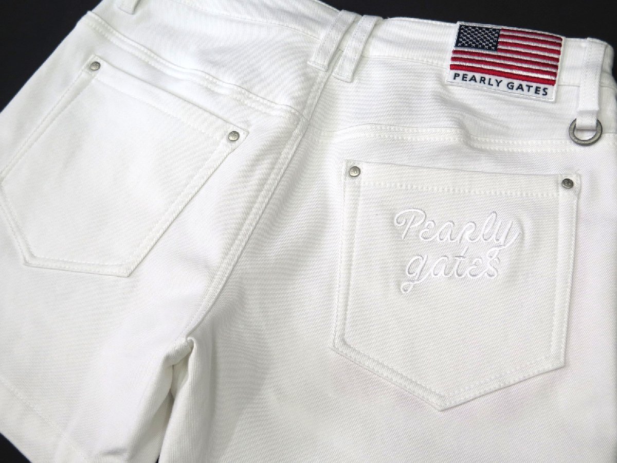 G231● PEARLY GATES パーリーゲイツ ●新品 【星條旗パッチ】 パワフルコットン ストレッチ ショートパンツ　白/S　定価24200円　訳あり