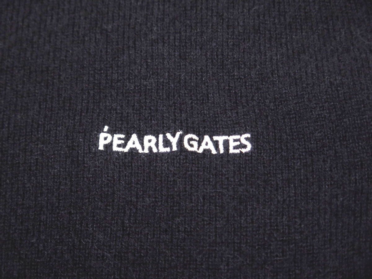 G505● PEARLY GATES パーリーゲイツ ●新品　フライングラビット ピュアカシミヤ レディースクルーネックセータ　ネイビー/M　定価33000円