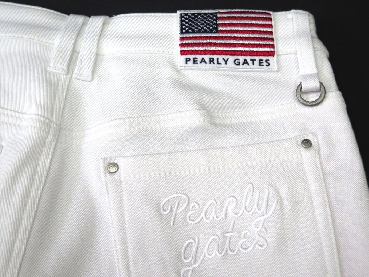 G231● PEARLY GATES パーリーゲイツ ●新品 【星條旗パッチ】 パワフルコットン ストレッチ ショートパンツ　白/S　定価24200円　訳あり