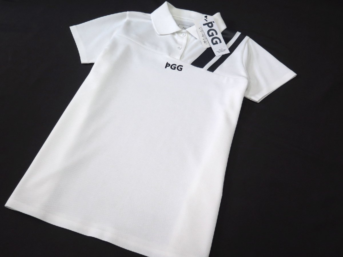 G592● PGG ピージージ (パーリーゲイツ) ●新品　鹿の子　ストレッチ レディース ポロシャツ　ホワイト/S　定価16500円