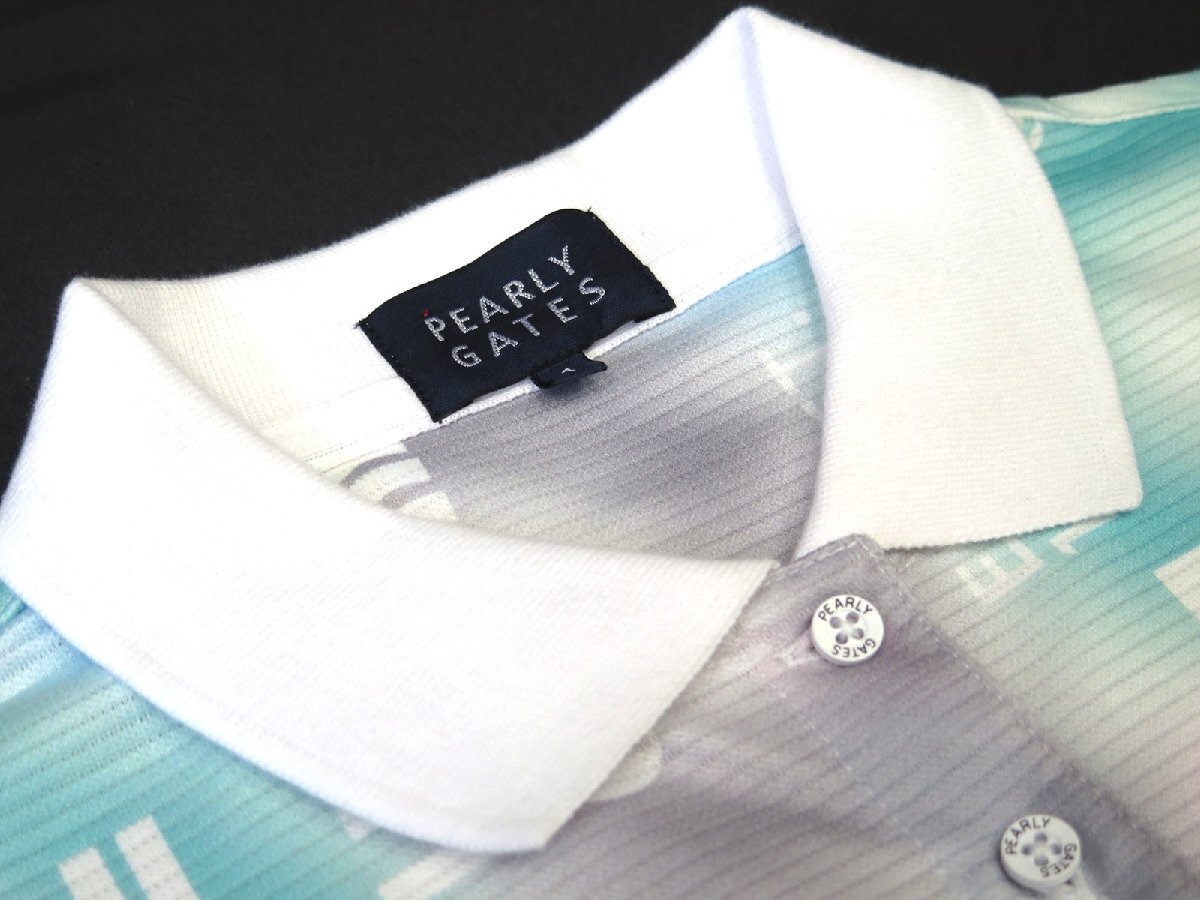 G008● PEARLY GATES パーリーゲイツ ●新品 【 フリルスリーブ 】 ロゴグラデーション柄 半袖ポロシャツ　カラフル/M　定価22000円