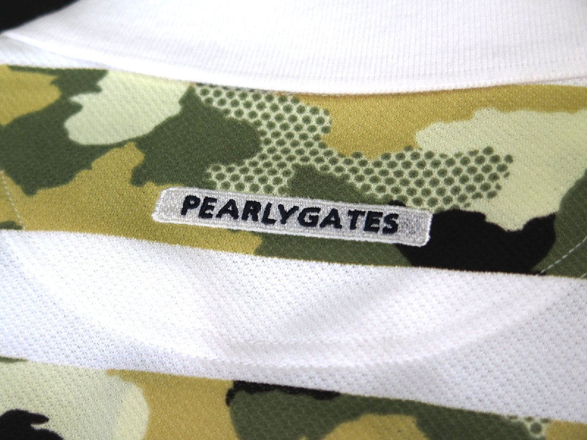 G276● PEARLY GATES パーリーゲイツ ●新品　日本制 【 カモフラ柄 】 ドライタッチ変形カノコ 半袖ポロシャツ　ボーダー/S　定価22000円