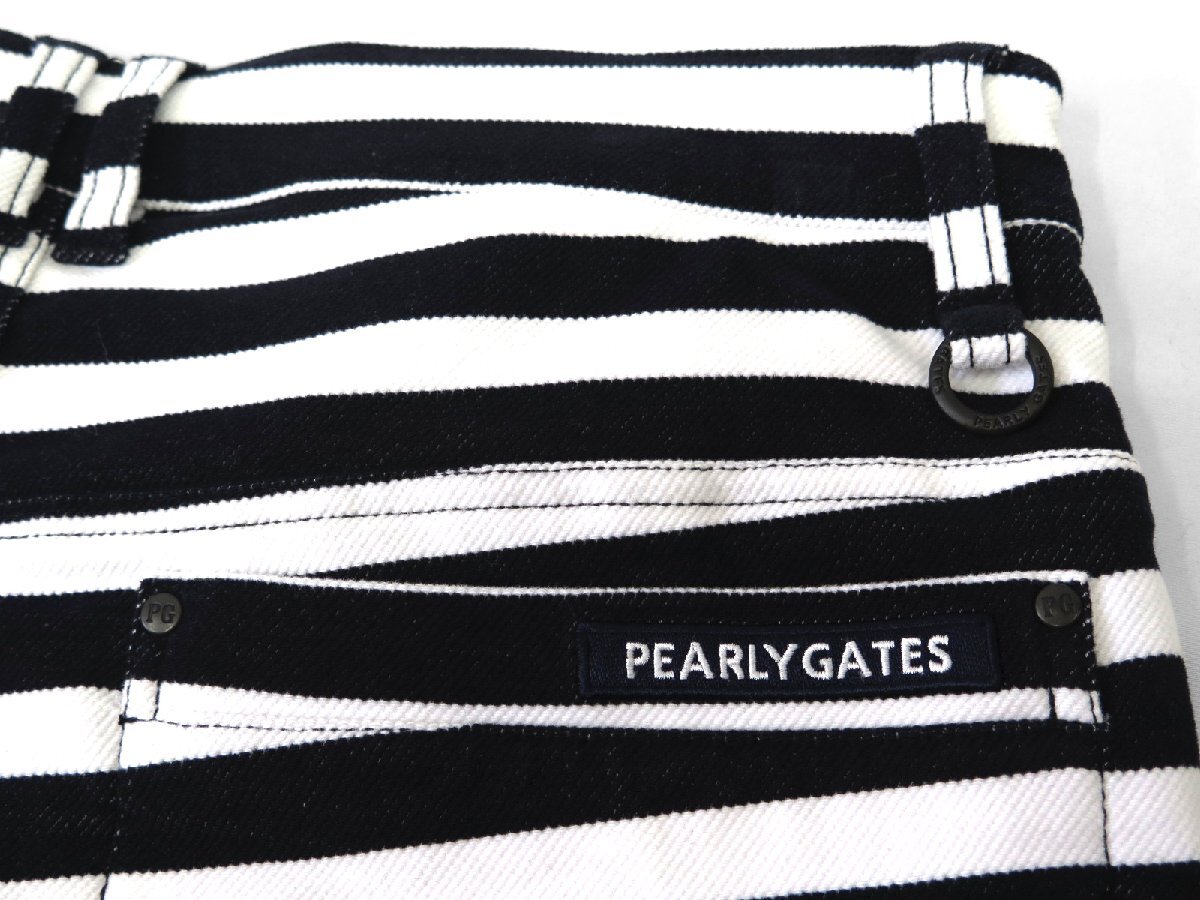 G285● PEARLY GATES パーリーゲイツ ●新品 【 パワフルコットン 】 先染めボーダー柄 ストレッチ ロングパンツ　濃紺×白/M　定価30800円