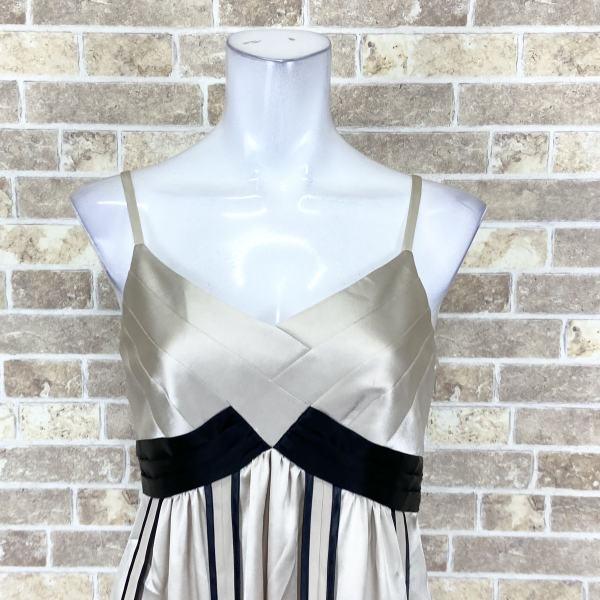 1円 ドレス SCOT CLUB ワンピース 9號(hào) ベージュゴールド光沢 カラードレス キャバドレ 発表會(huì) イベント　中古１１０７３