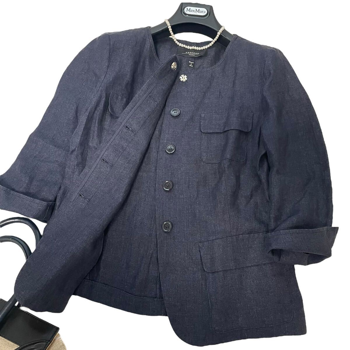 マックスマーラ ピュア リネン オーバーサイズ ジャケット ◇大きいサイズ◇美品◇マックスマーラ◇MaxMara 44/L 涼感