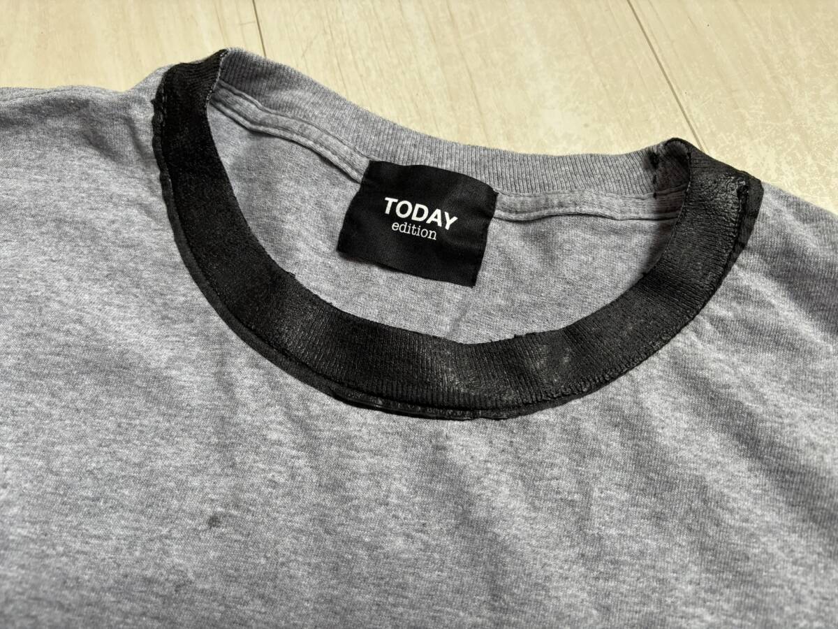 TODAY edition トゥデイ エディション Tシャツ ロンT 長袖 サンフランシスコ ロゴ プリント ペイント XL グレー ▼0649_画像3